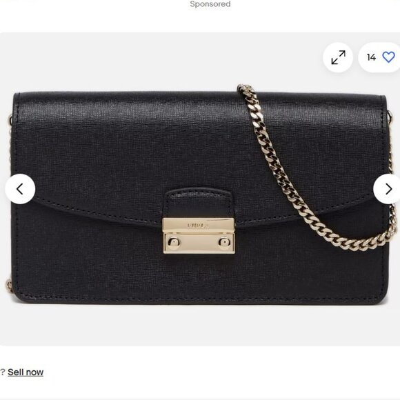 Furla Julia Saffiano Leather Chain Pochette Black - Picture 1 of 7